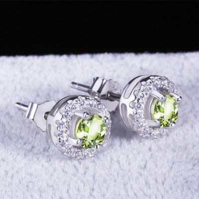 Cubic Zirconia birthstone Sterling Silver Earrings - Click Image to Close